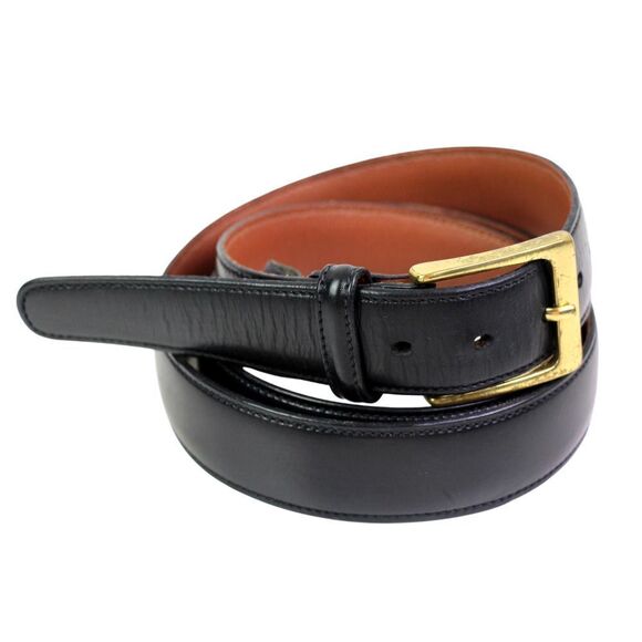 Trafalgar BLACK GENUINE LEATHER 1 1/8"Wd STITCH CASUAL DRESS BELT Sz 38/95 (F40 - Picture 2 of 15